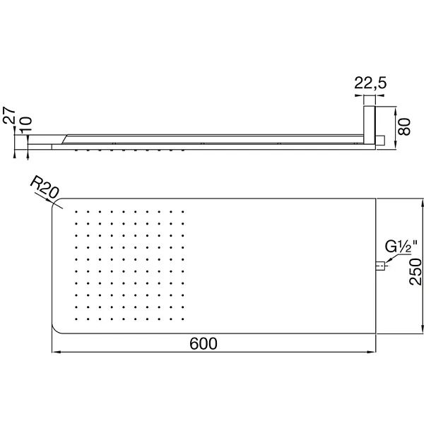 Steinberg 390 deszczownica ścienna 60x25cm stal szlachetna polerowana 3905661