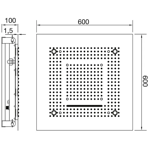 Steinberg 390 deszczownica sufitowa kwadratowa z LED 60x60cm czarny mat 3906620S