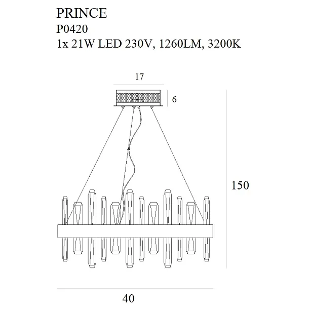 MAXLIGHT P0420 LAMPA WISZĄCA PRINCE Ø 40 cm