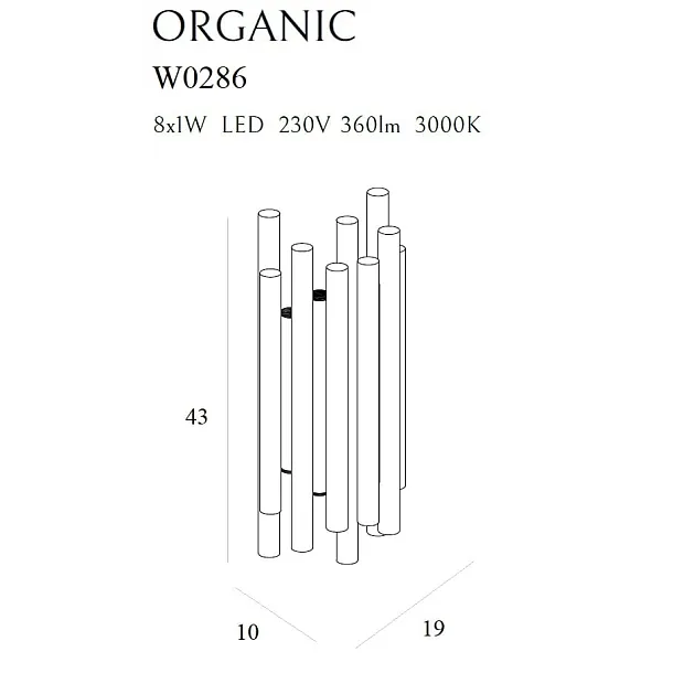 MAXLIGHT W0286 KINKIET ORGANIC CZARNY