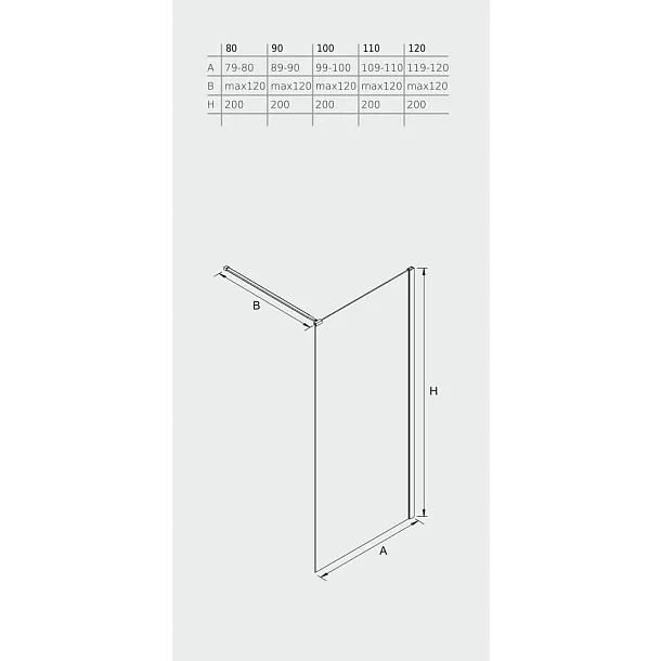 Mobi Walk-In Black Kabina Prysznicowa, Czarny 100x200 cm