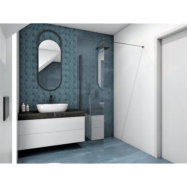Mobi Walk-In Black Kabina Prysznicowa, Czarny 100x200 cm