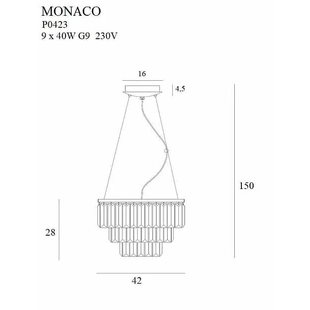 Lampa Wisząca Monaco Złota Ø42 cm od Maxlight