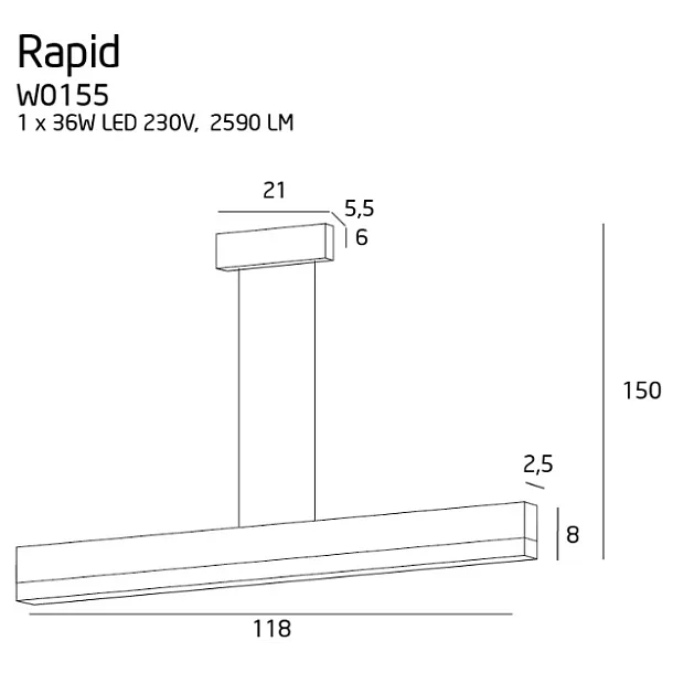 MAXLIGHT P0155 LAMPA WISZĄCA RAPID