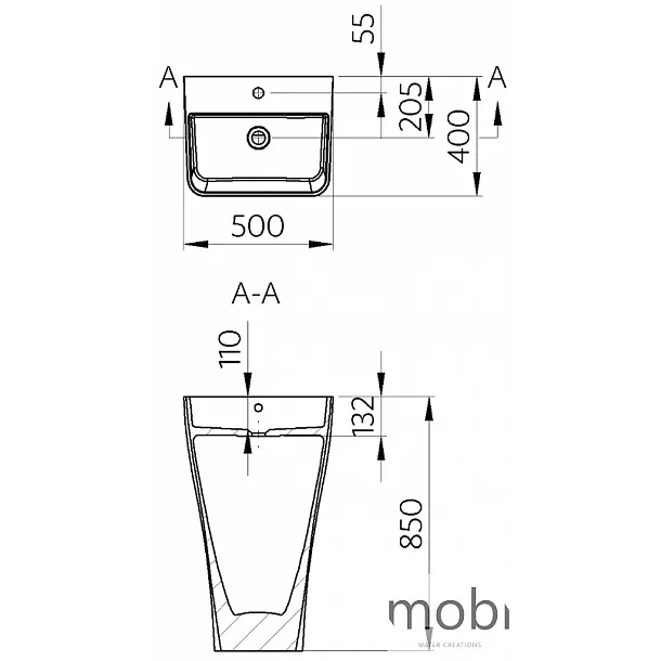 MOBI UNIT Umywalka wolnostojąca, Biała, Połysk