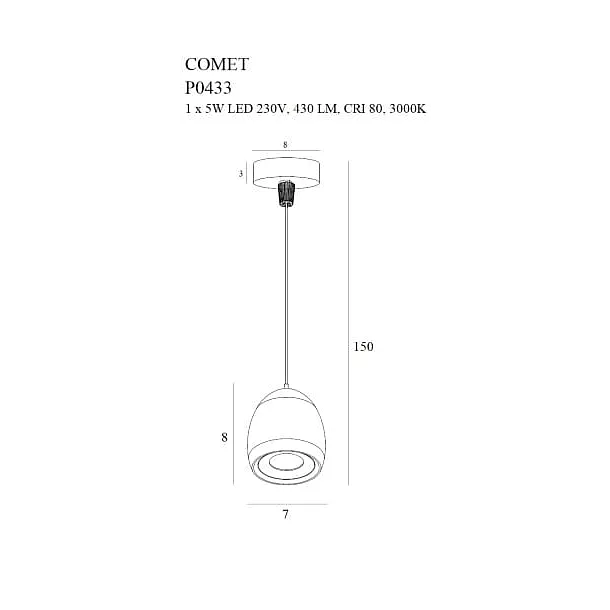 Lampa Wisząca Comet Round Czarna od Maxlight