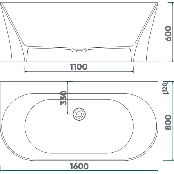 FJORDD RAMSA WANNA DOSTAWIANA DO ŚCIANY 160x80x60 MAT / SATYNA