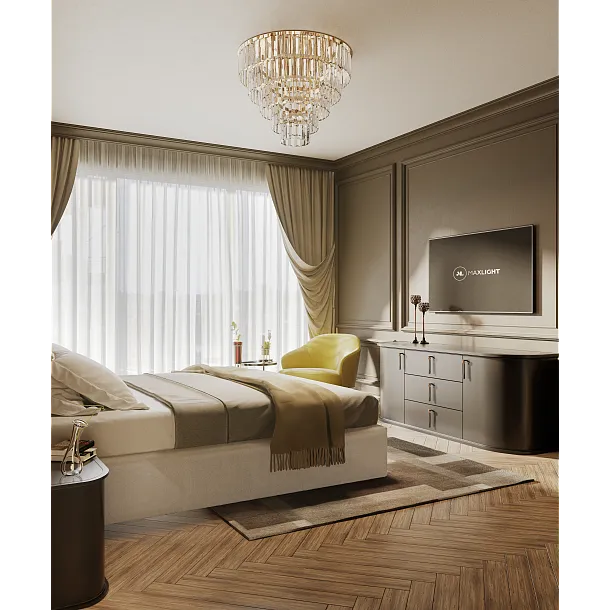 Plafon Monaco Złoty Ø80cm od Maxlight