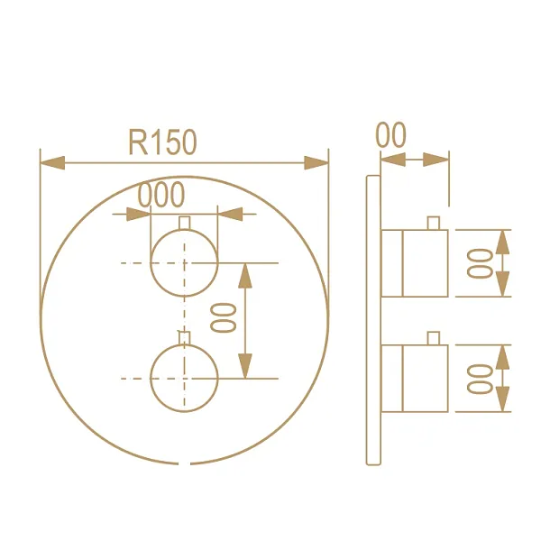 SERIA 900 Termostatyczna bateria podtynkowa  dwufunkcyjna CHAMPAGNE ORODESIGN 90020522CH