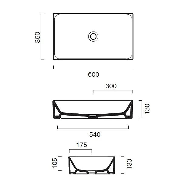 Catalano Zero Umywalka Nablatowa 60x35cm Czarny Mat 16035ZENS