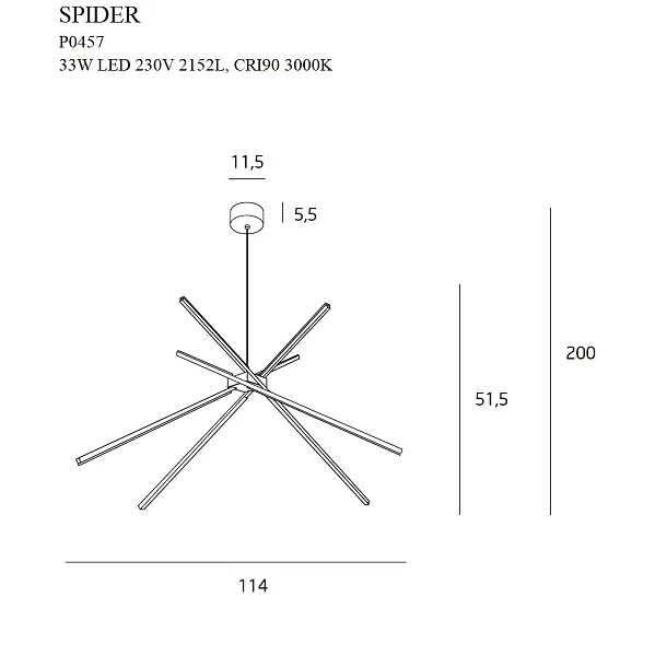 Lampa Wisząca Spider Złota od Maxlight