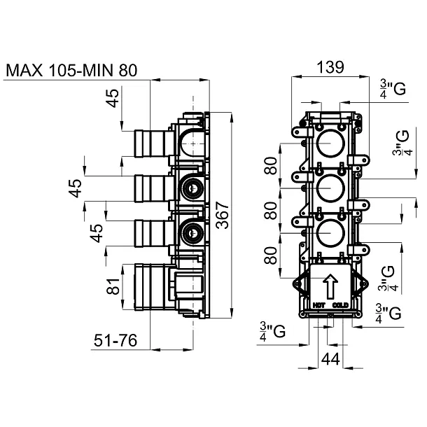 Noken Oxo Element Wewnętrzny Baterii Termostatycznej 100282733