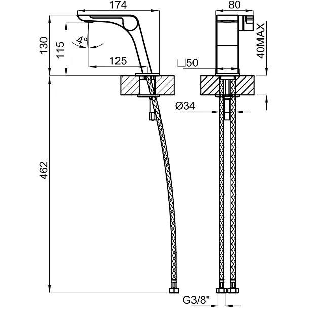 Noken Oxo Bateria Umywalkowa Bez Korka Czarna 100272307