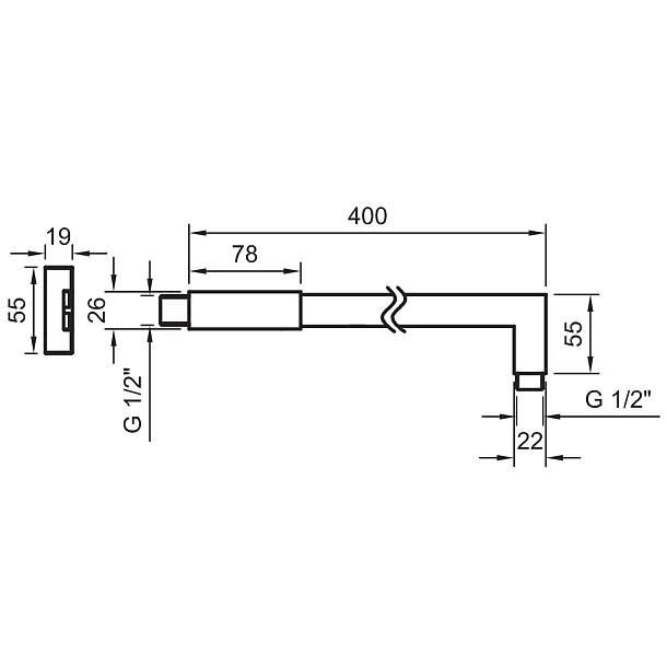 Noken Ramię Deszczownicy Ścienne 40cm Tytan Szczotkowany 100281803