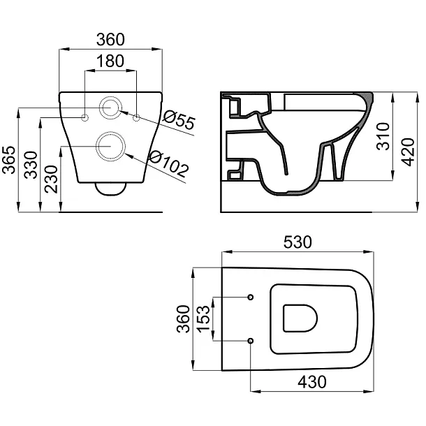 Noken Forma Miska WC Podwieszana Rimless 53x36cm 100190285