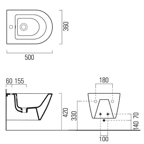 GSI Kube X 50x36cm Bidet Podwieszany 9464111