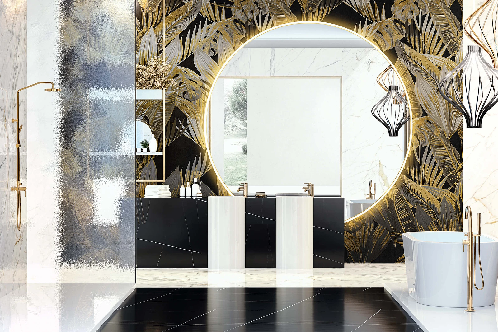 wyposazenie-lazienki_armatura_mobi_liva-gold_w-4 (1).jpg Złota Aranżacja Łazienki - Inspiracje, Dodatki | Maxfliz