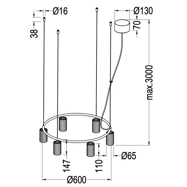 Pholc Donna 60 Lampa Wisząca Czarna 963 165