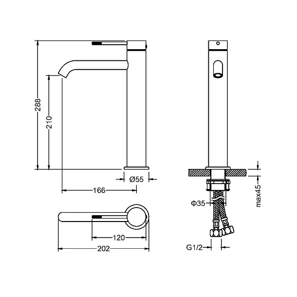 Mobi Northern Copper Brushed Bateria Umywalkowa Wysoka Mosiądz Szczotkowany NB4220CB