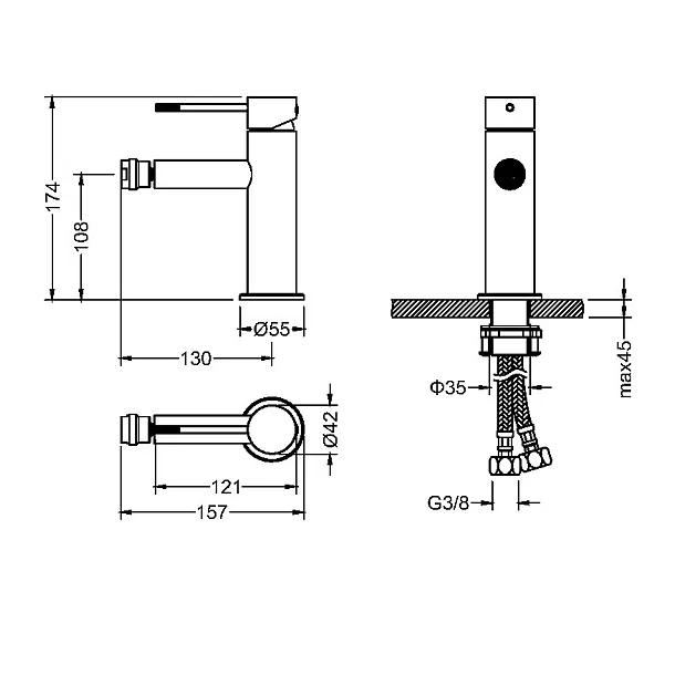 Mobi Northern Copper Brushed Bateria Bidetowa Mosiądz Szczotkowany NB4216CB