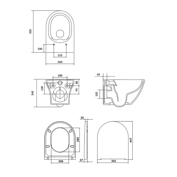 Mobi Palermo Miska WC Podwieszana 52x36 rimless z deską wolnoopadającą MCM006