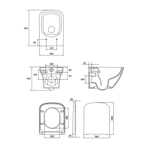 Mobi Potenza Miska WC Podwieszana 52x36 rimless z deską wolnoopadającą MCM008