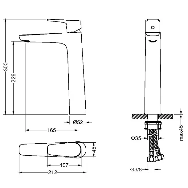 Mobi Nature Gunmetal Brushed Bateria Umywalkowa Wysoka Grafit Szczotkowany NTB3020GMB