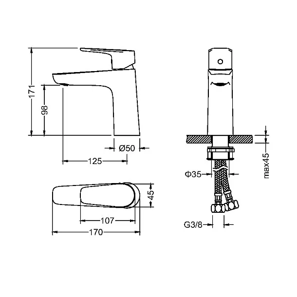 Mobi Nature Gunmetal Brushed Bateria Umywalkowa Niska Grafit Szczotkowany NTB3015GMB