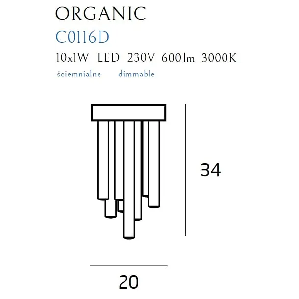 Plafon Organic Copper Mały Ściemnialny od Maxlight
