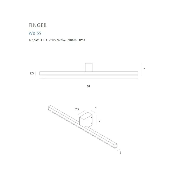 MaxLight Finger kinkiet mały biały IP54 W0155