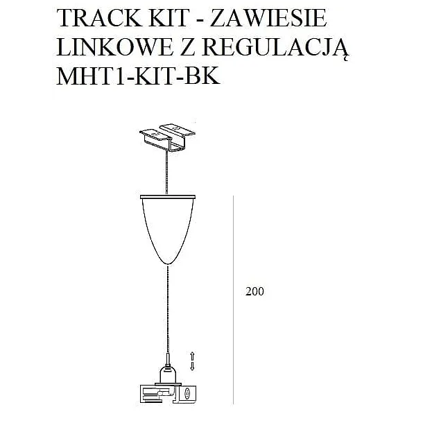 MAXLIGHT TRACK Zawiesie linkowe z uchwytem 200cm czarne MHT1-KIT-BK