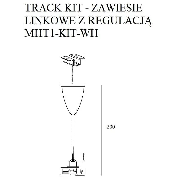 MAXLIGHT TRACK Zawiesie linkowe z uchwytem 200cm białe MHT1-KIT-WH