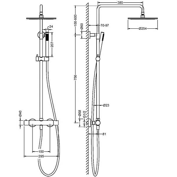 Mobi Northern Chrome Zestaw Natryskowy Natynkowy Termostatyczny Chrom NZPT4265CA
