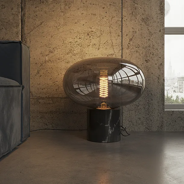 Lampa Stołowa Moonstone Smoke Glass Black Marble od Maxlight