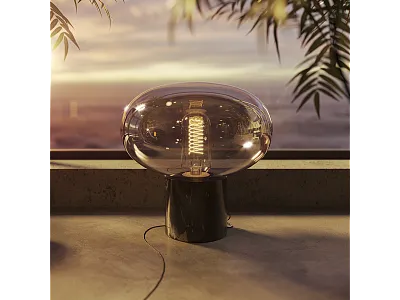 Lampa Stołowa Moonstone Amber Glass Black Marble od Maxlight