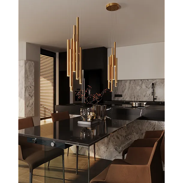 Lampa Wisząca Organic 10x Złoto Szczotkowane Mała Ściemnialna od Maxlight