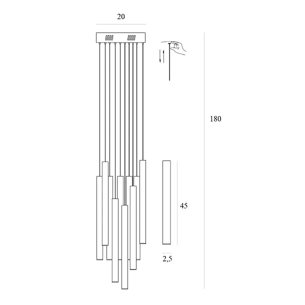 Lampa Wisząca Organic 10x Złoto Szczotkowane Mała Ściemnialna od Maxlight