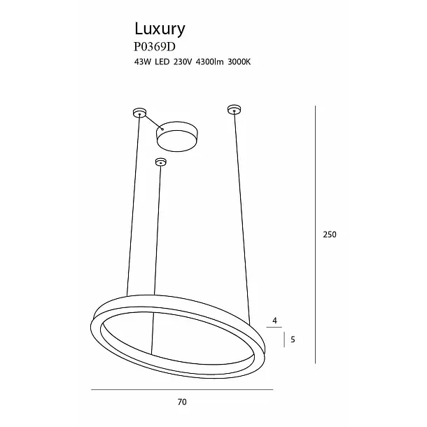 Lampa Wisząca Luxury Złota 70cm Ściemnialna od Maxlight
