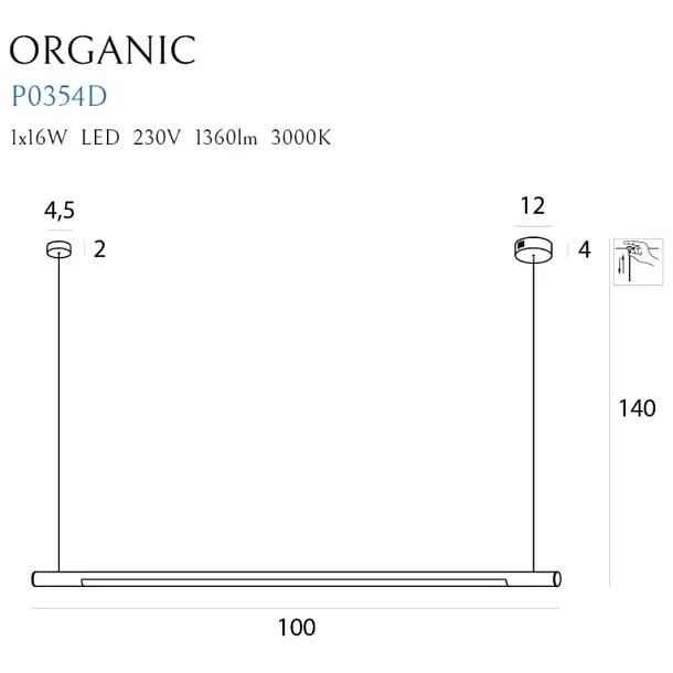 Lampa Wisząca Organic Horizon Ściemnialna Czarna od Maxlight