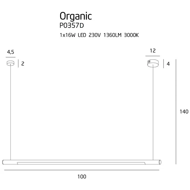 Lampa Wisząca Organic Horizon Ściemnialna Biała od Maxlight