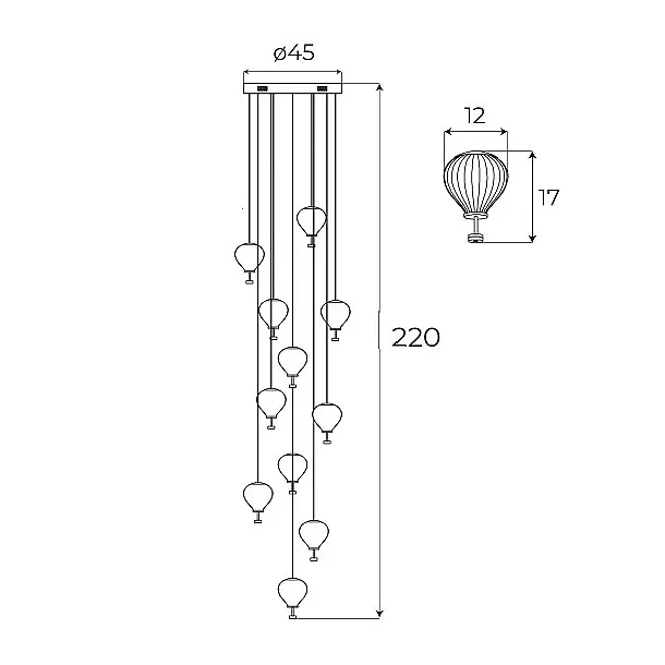 Lampa Wisząca Palloncini 11 od Maxlight