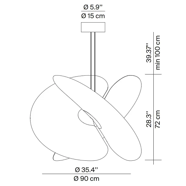Luceplan Levante 90cm Lampa Wisząca Biała A06/2T+A06C2
