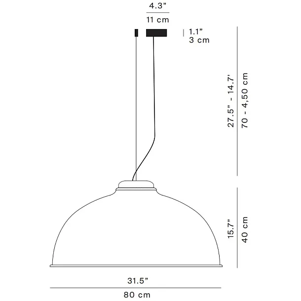 Luceplan Farel D96/1EB Lampa Wisząca Pomarańczowa
