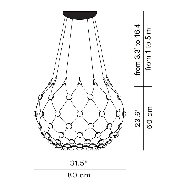 Lampa Wisząca Mesh 80cm Czarna od Luceplan