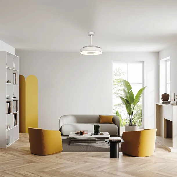 Lampa Wisząca z Wentylatorem Coin Fan Biała od Mantra