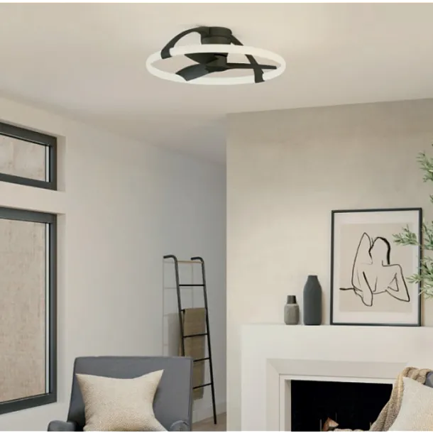 Plafon/Lampa Sufitowa z Wentylatorem  Nepal Czarno/Białym od Mantra