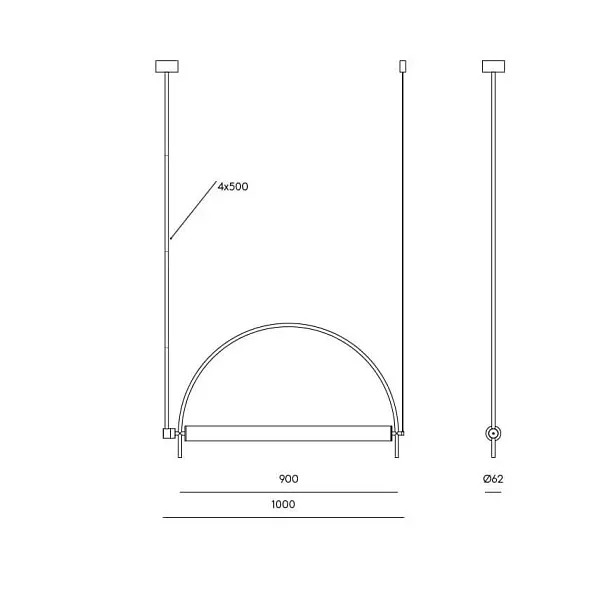 Aromas Arc Lampa Wisząca Czarna 100 cm C1292/NEG