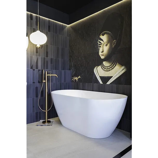 MOBI GEMINI PRO Wanna wolnostojąca, Lany Marmur, 160x75x60, Biały Połysk