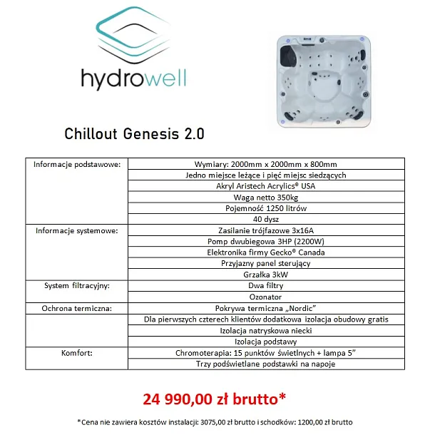 Hydrowell Genesis 2.0 Spa 5-osobowy Basen z Hydromasażem
