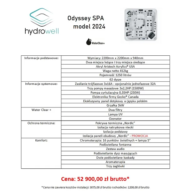 Hydrowell Odyssey Spa 2.0 5-osobowy Basen z Hydromasażem
